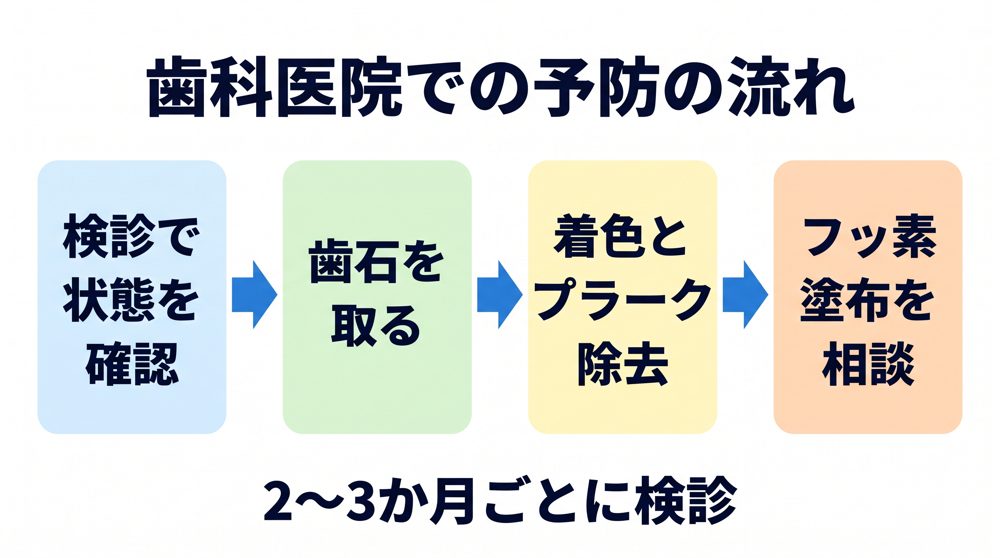 フッ化物の塗布は、2〜3か月ごとの定期検診の通院で相談する