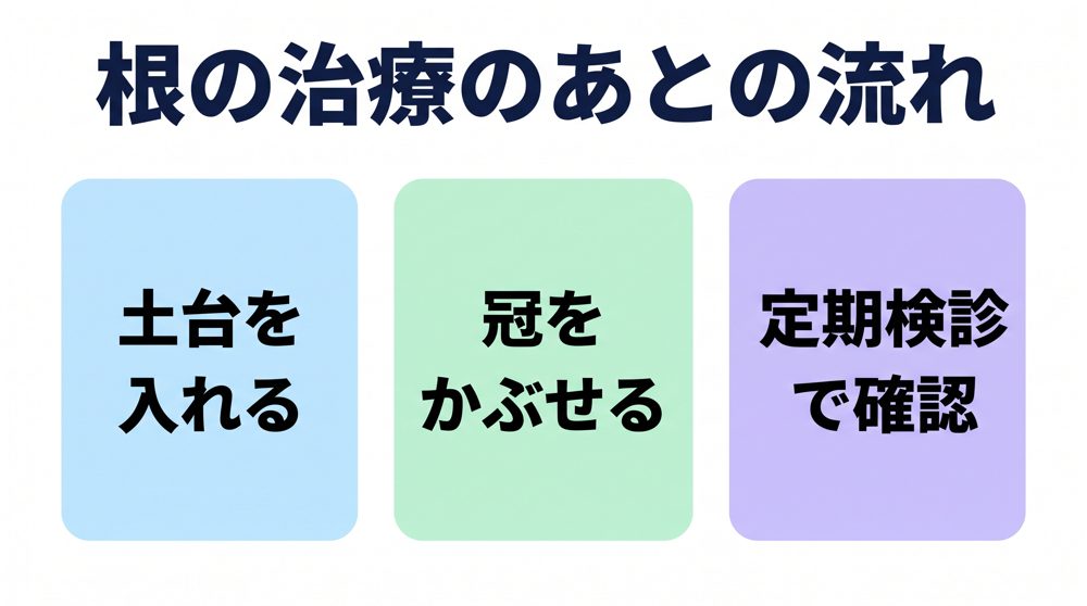 根の治療を終えた歯には、土台（コア）を入れて被せ物をする